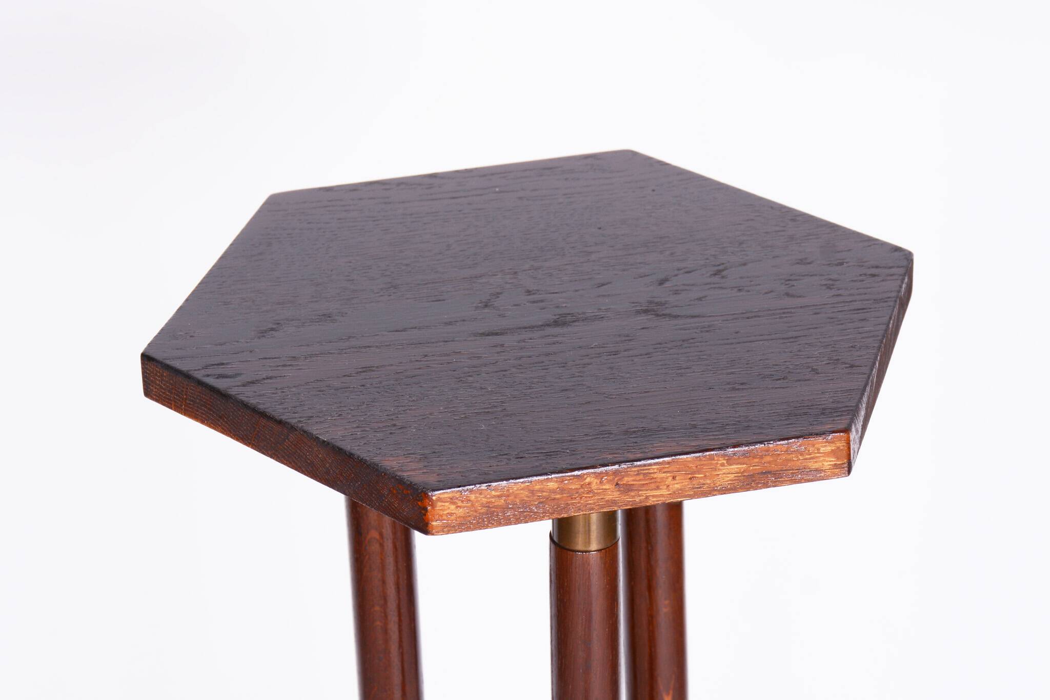 Restored ArtDeco Oak Pedestal, Revived Polish, Czechia, 1920s