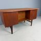 Scandinavian modern teak desk with backside book shelving, 1960, Denmark