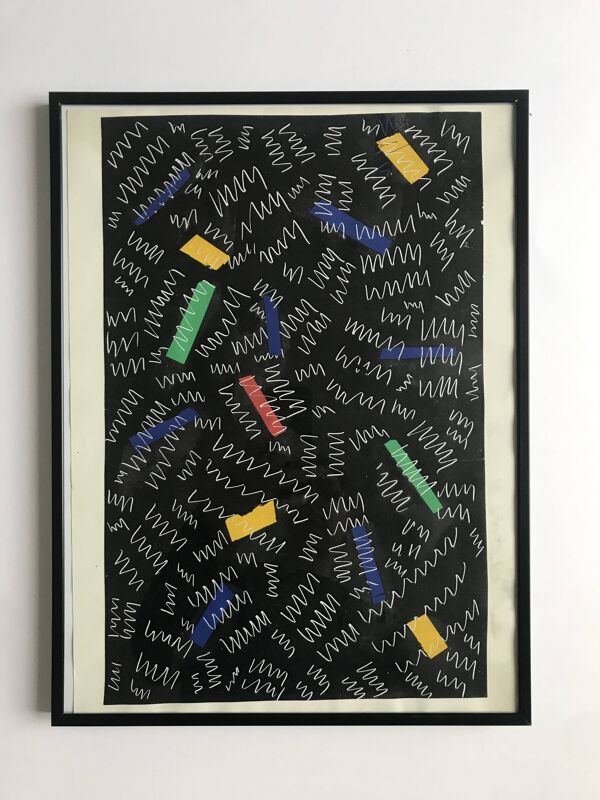 Elie Dayan, Sans titre (motif abstrait). Technique mixte sur papier