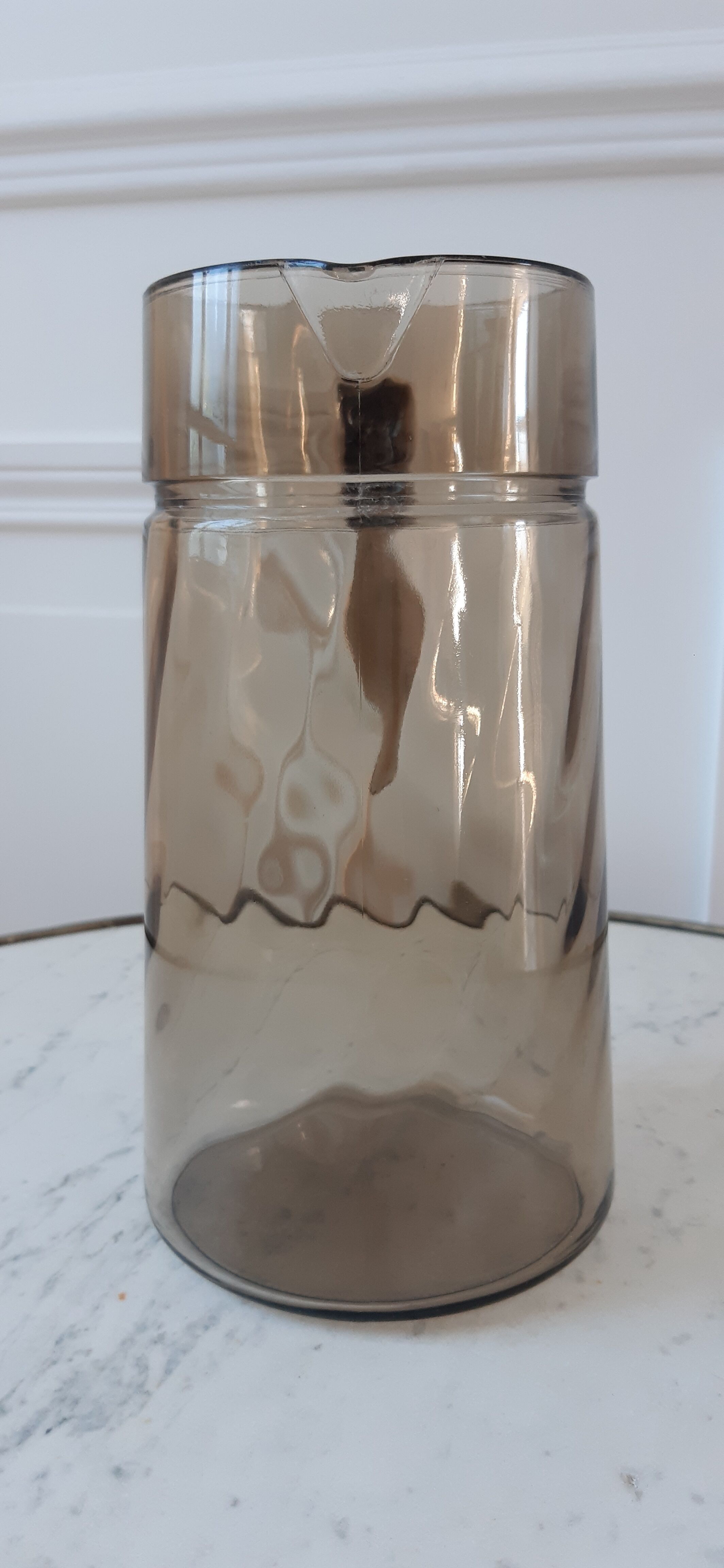Smoked glass pitcher 70s