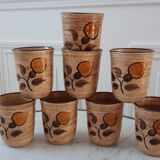 Set of 8 cups glasses in stoneware Salins 70s