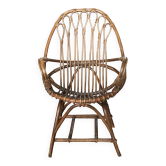 Rattan and bamboo armchair