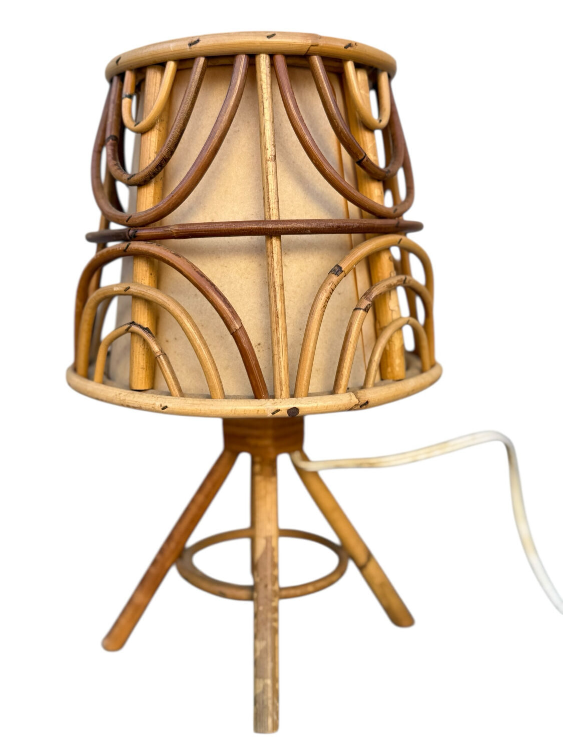 Set of 3 rattan lamps from the 1960s France