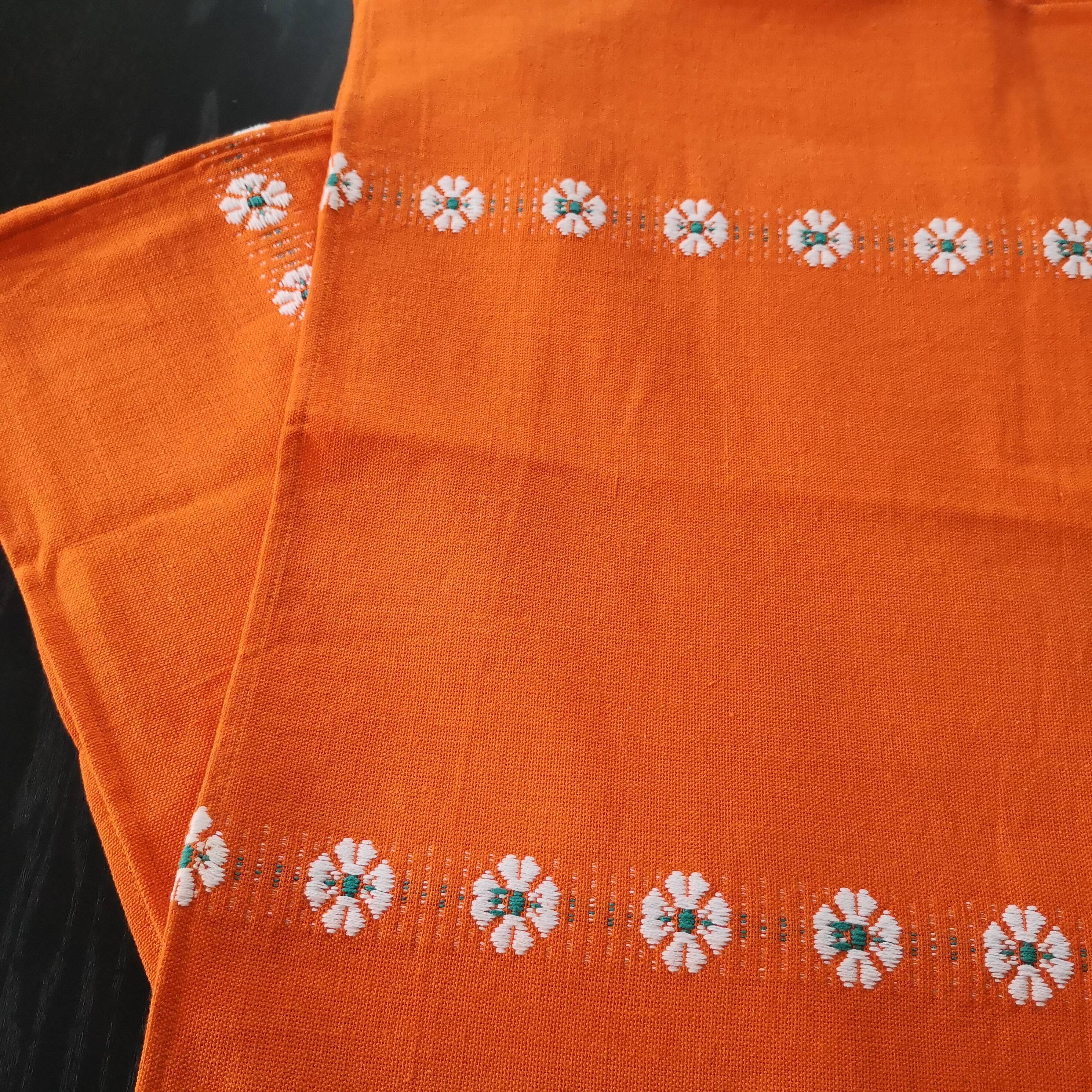 12 square orange vintage cotton towels