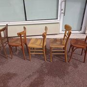 Set of 16 mismatched wooden bistro chairs - vintage - luterma