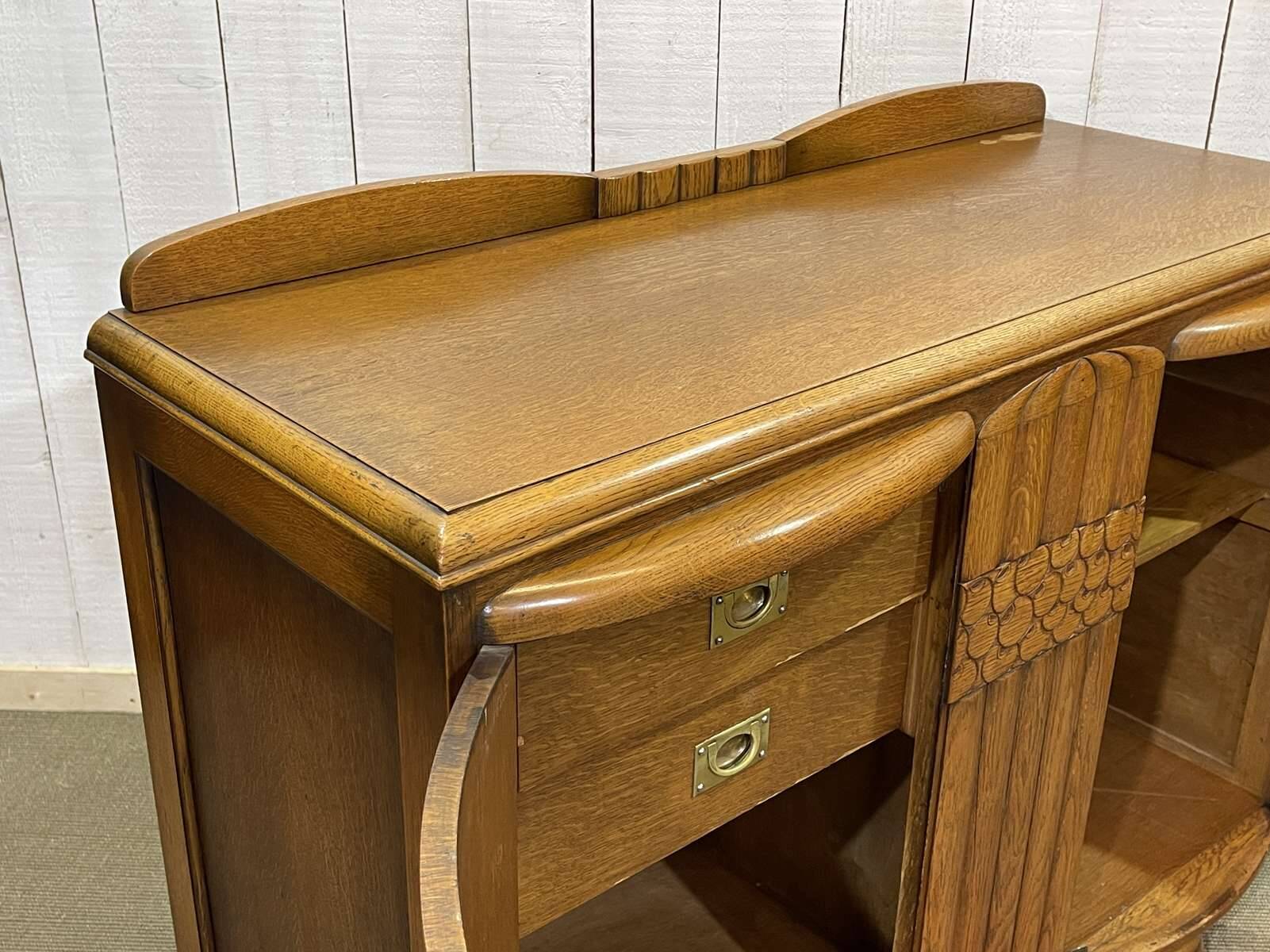 1950s English Art Deco oak sideboard