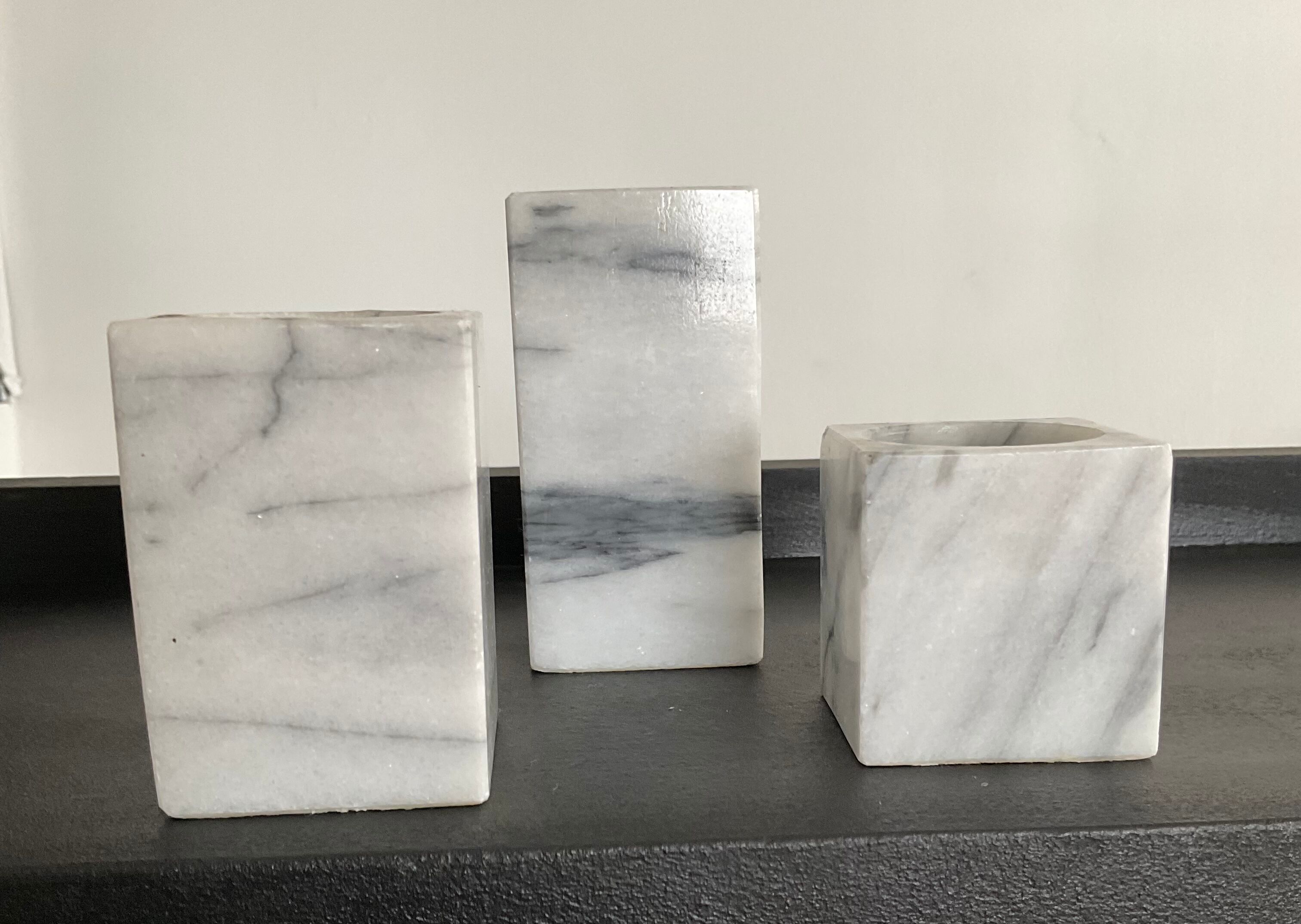 Trio Of marble candle holders from the 70s