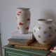 Vintage painted red flower ceramic vase