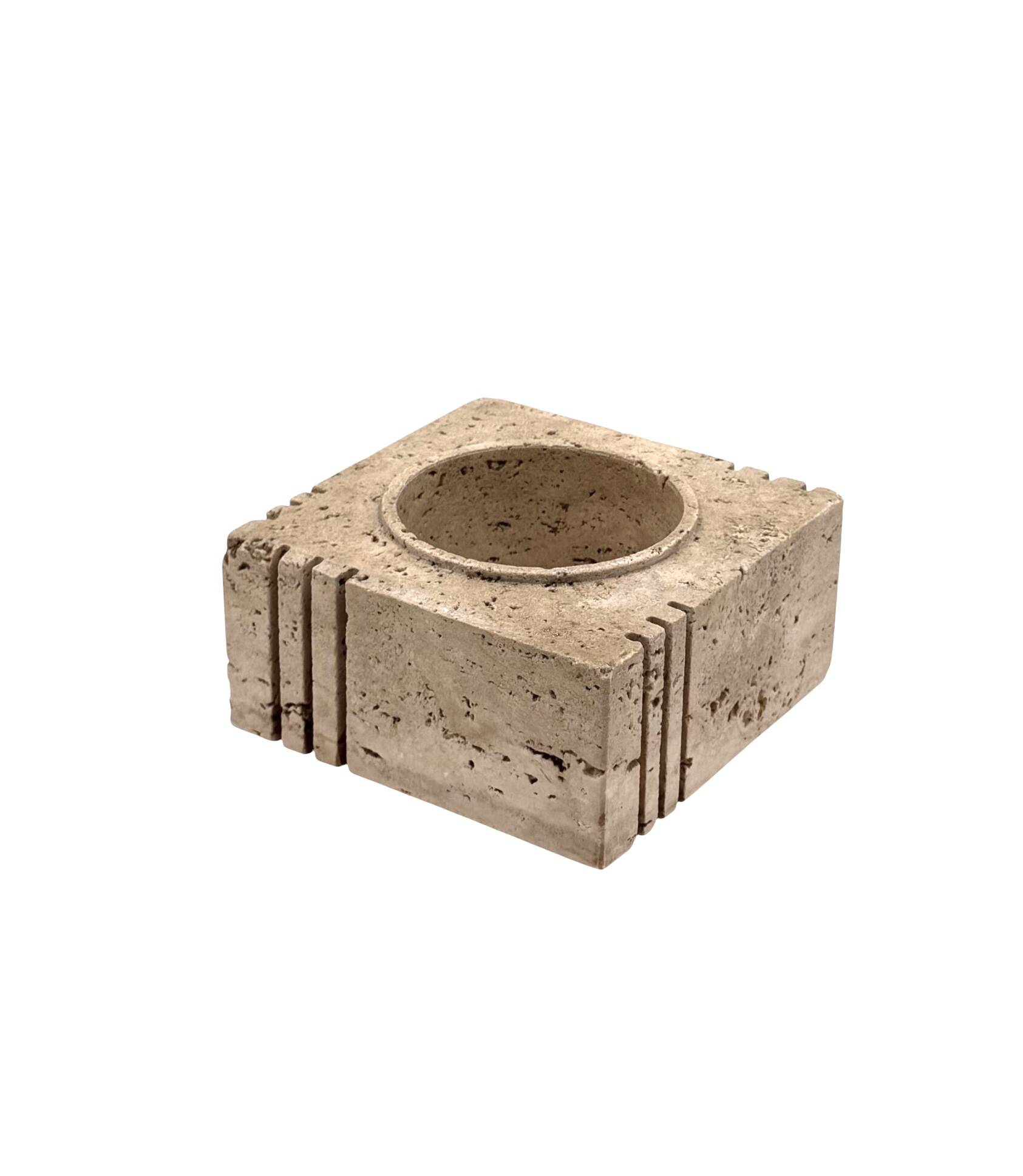 Travertine cubic vide poche / ashtray, Cerri Nestore, Italy, 1970s