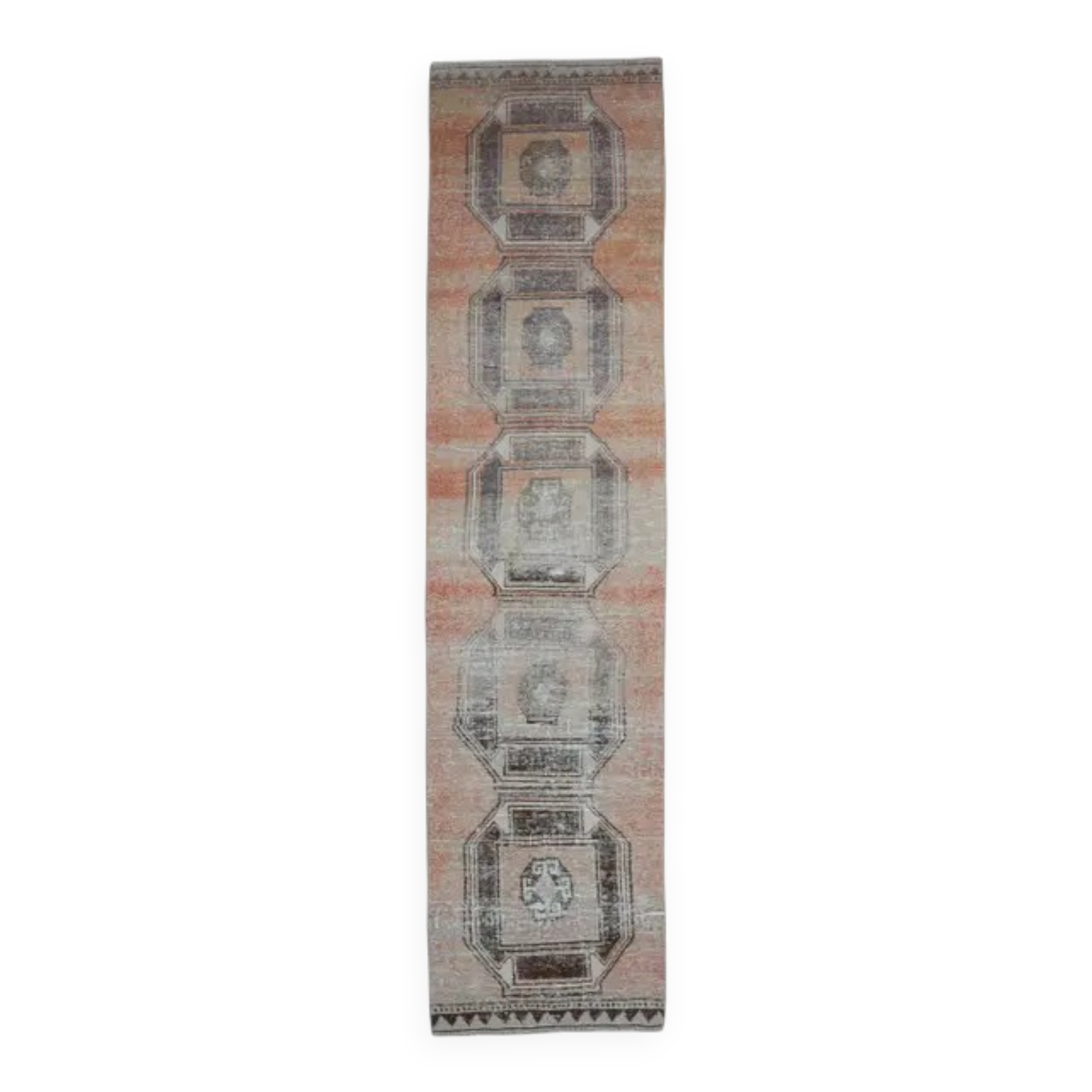 Vintage Orange Natural Turkish Hand-Knotted Runner 80x329