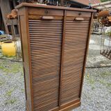 Antique double curtain cabinet in oak (internal drawers)