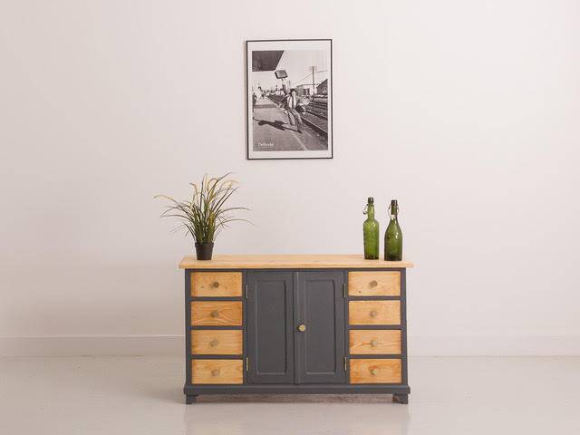 Side chest of drawers with drawers and hinged doors, fully restored