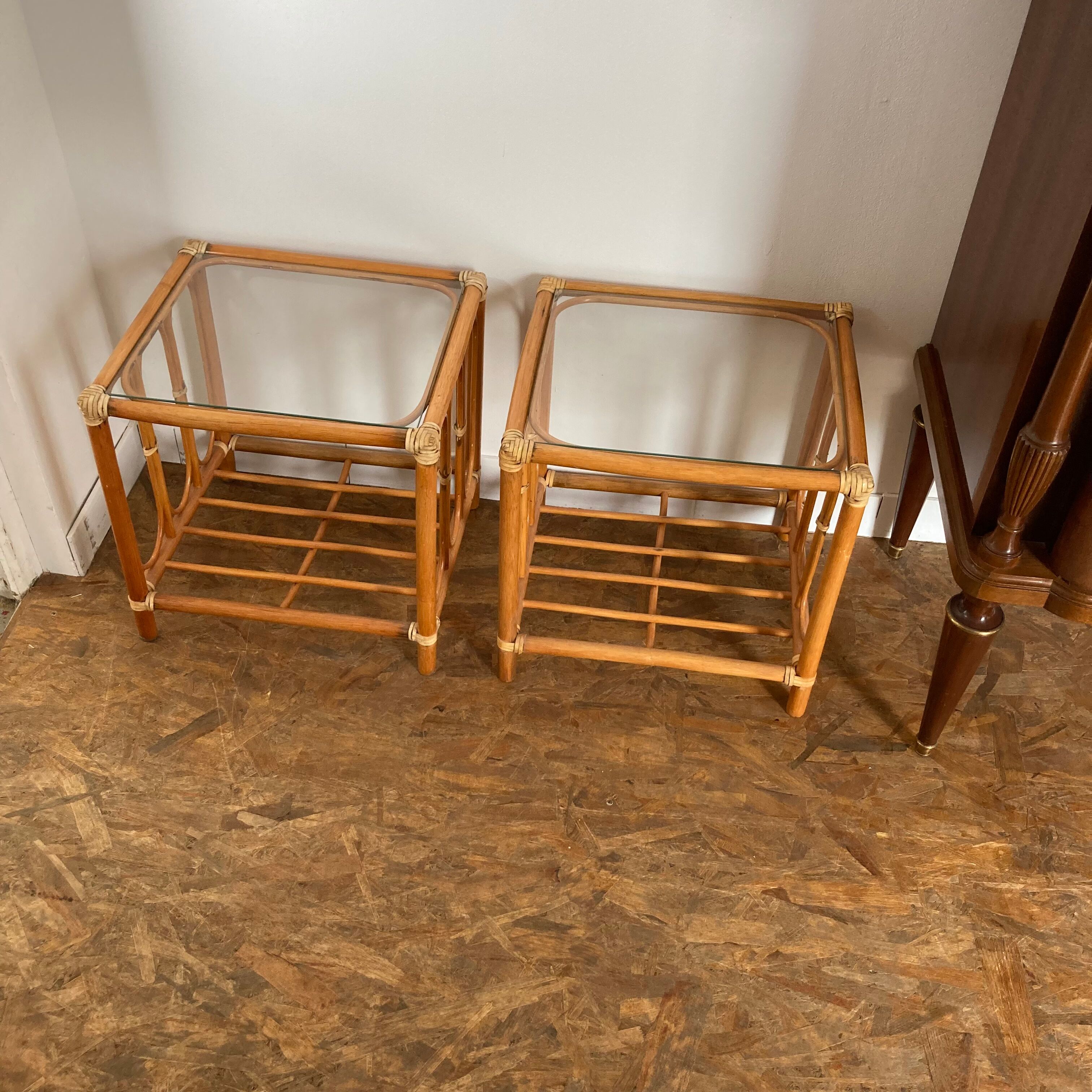 Set of 2 rattan coffee tables