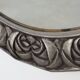 French Art Deco Oval Mirror with Carved Roses and Silver-Painted Frame