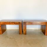 Set table à manger et 2 bancs en bois de teck massif, Italie années 1970