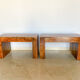 Set dining table plus 2 benches in solid teak wood, Italy 1970s