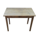 Table ancienne en bois avec inclusion de monnaies et de clés