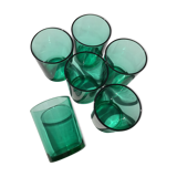 6 straight water glasses in green glass height 8cm