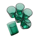 6 verres a eau droits en verre vert hauteur 8cm