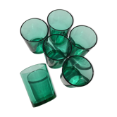 6 straight water glasses in green glass height 8cm