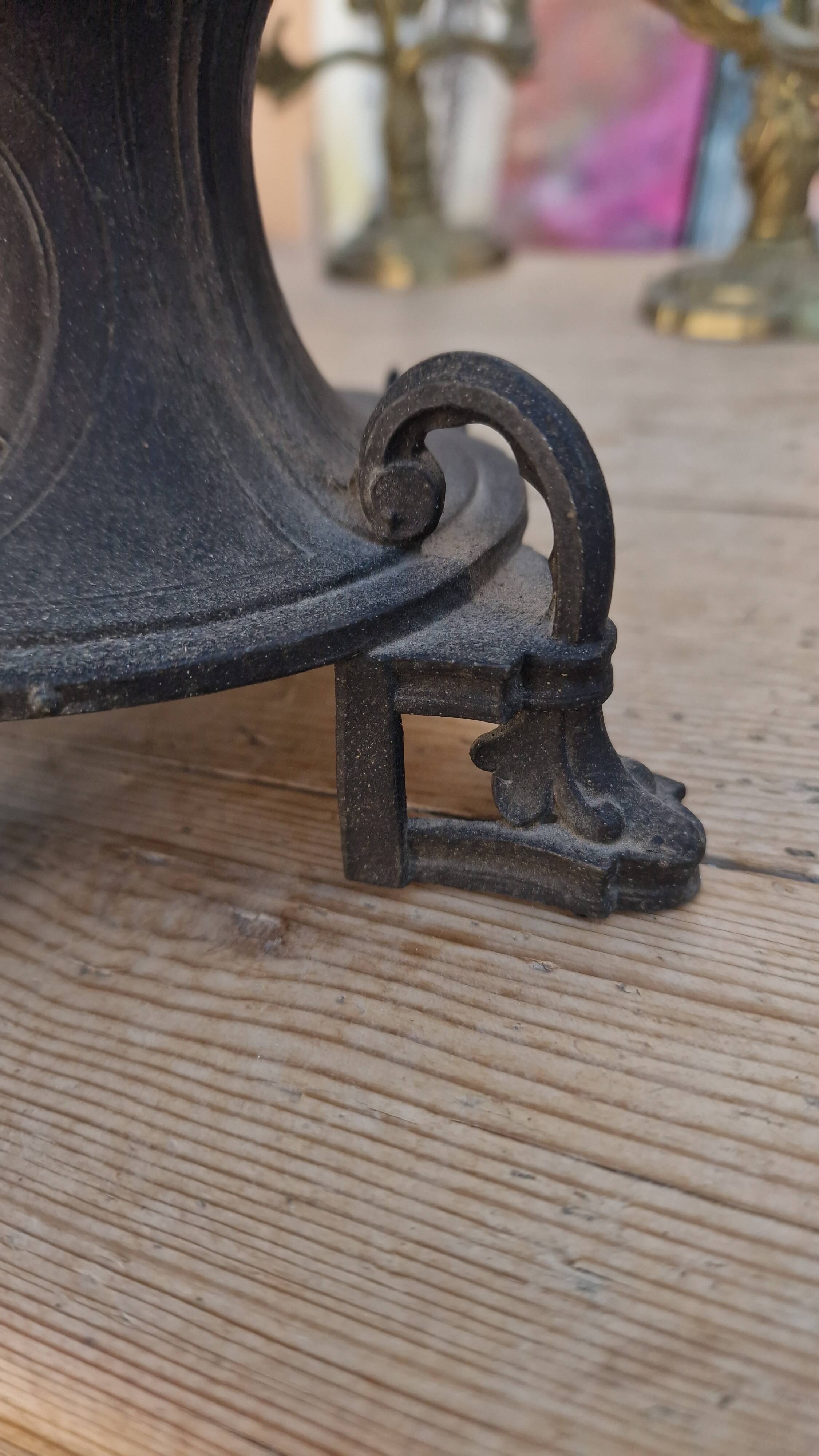 Large antique candelabra in black patinated babbitt – 19th century