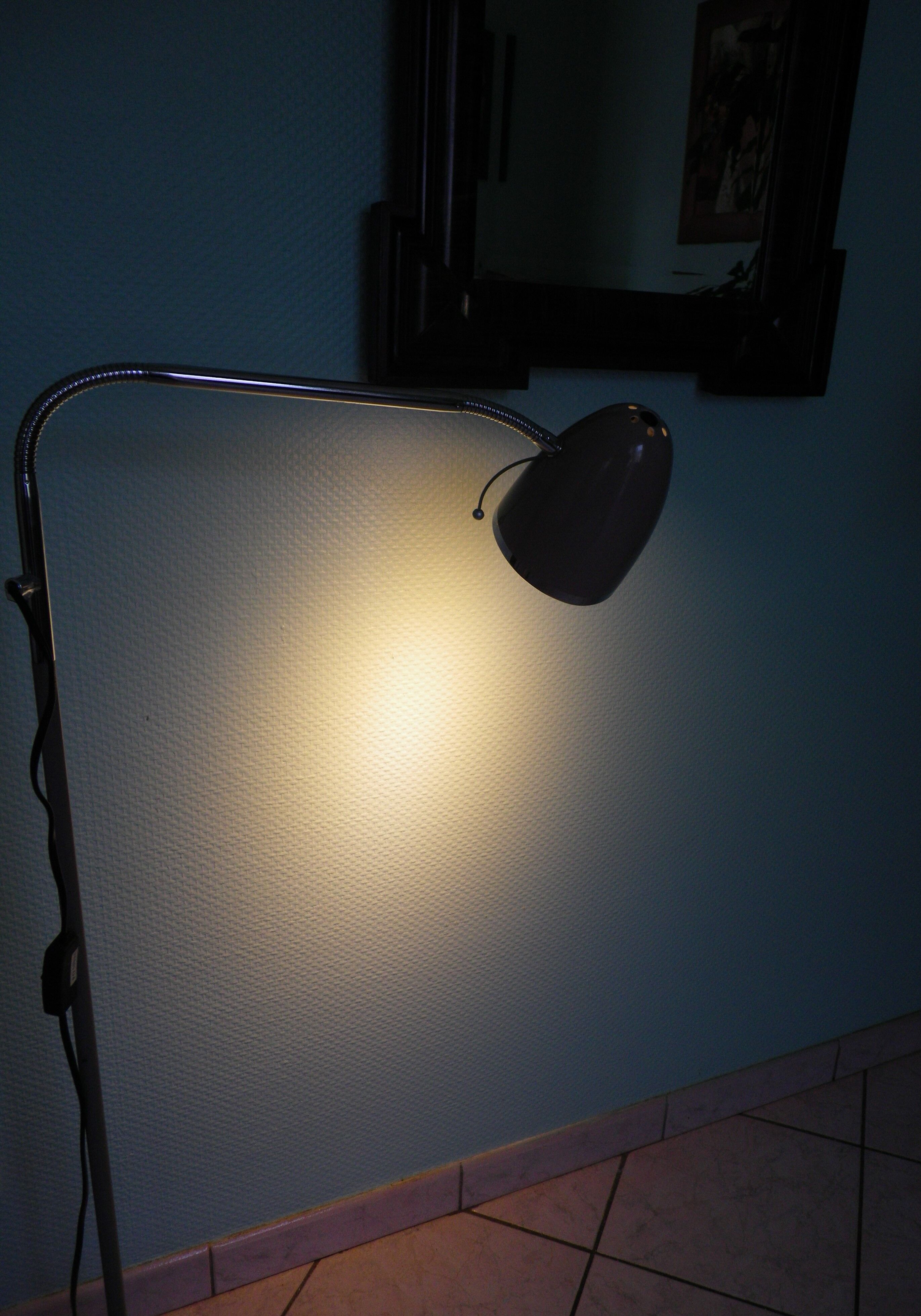 FLOOR lamp design COREP, lacquered steel taupe color, reclining