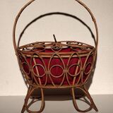 Old vintage rattan basket worker