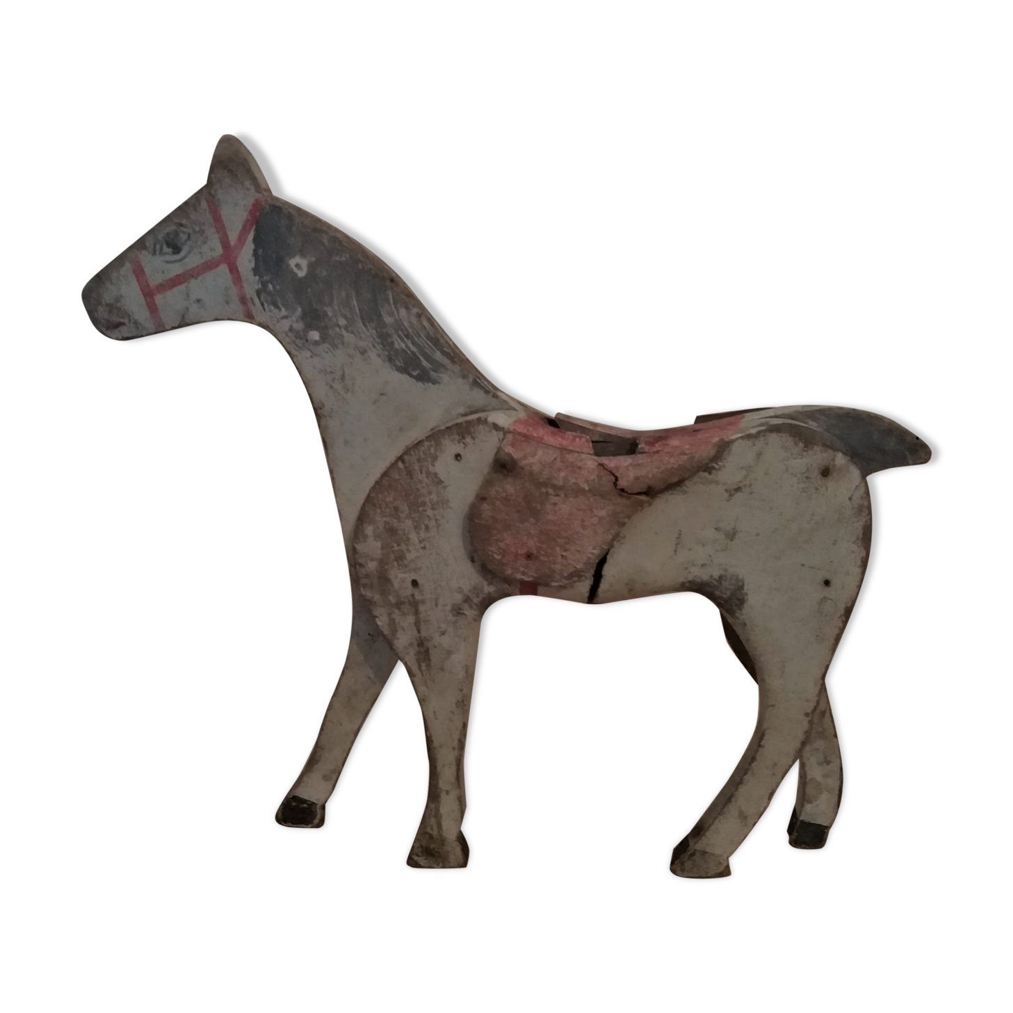 Jouet cheval en bois articulé ancien, début XXème