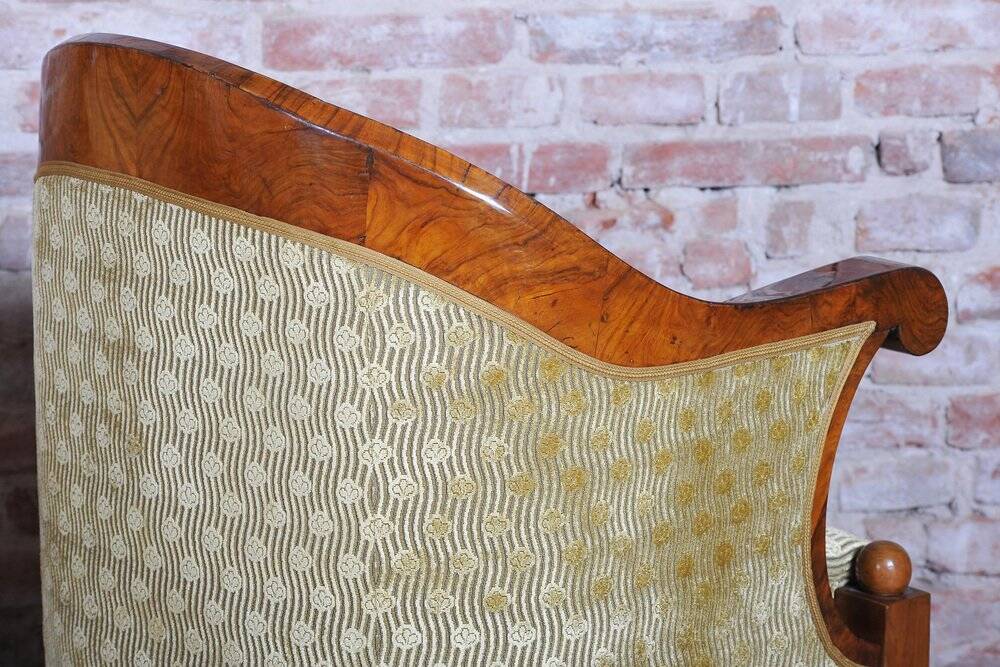 Empire Upholstered and Inlaid Walnut Living Room Set, Austria, 1810s, Set of 3