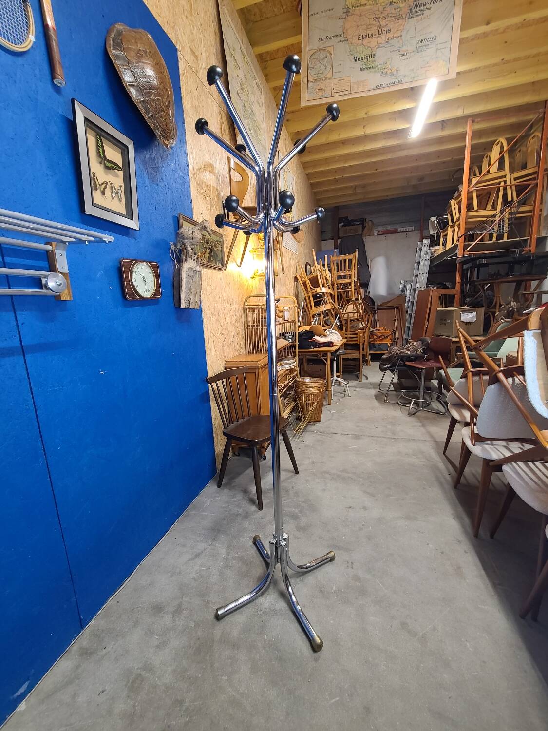 Porte manteau perroquet vintage 70 en chrome