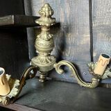 Pair of vintage golden bronze 2-light wall lights