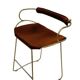 Organic kitchen bar stool c. Metal Brass and Cognac Leather Backrest