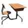 School desk - tubular metal and wood desk Prouvé style