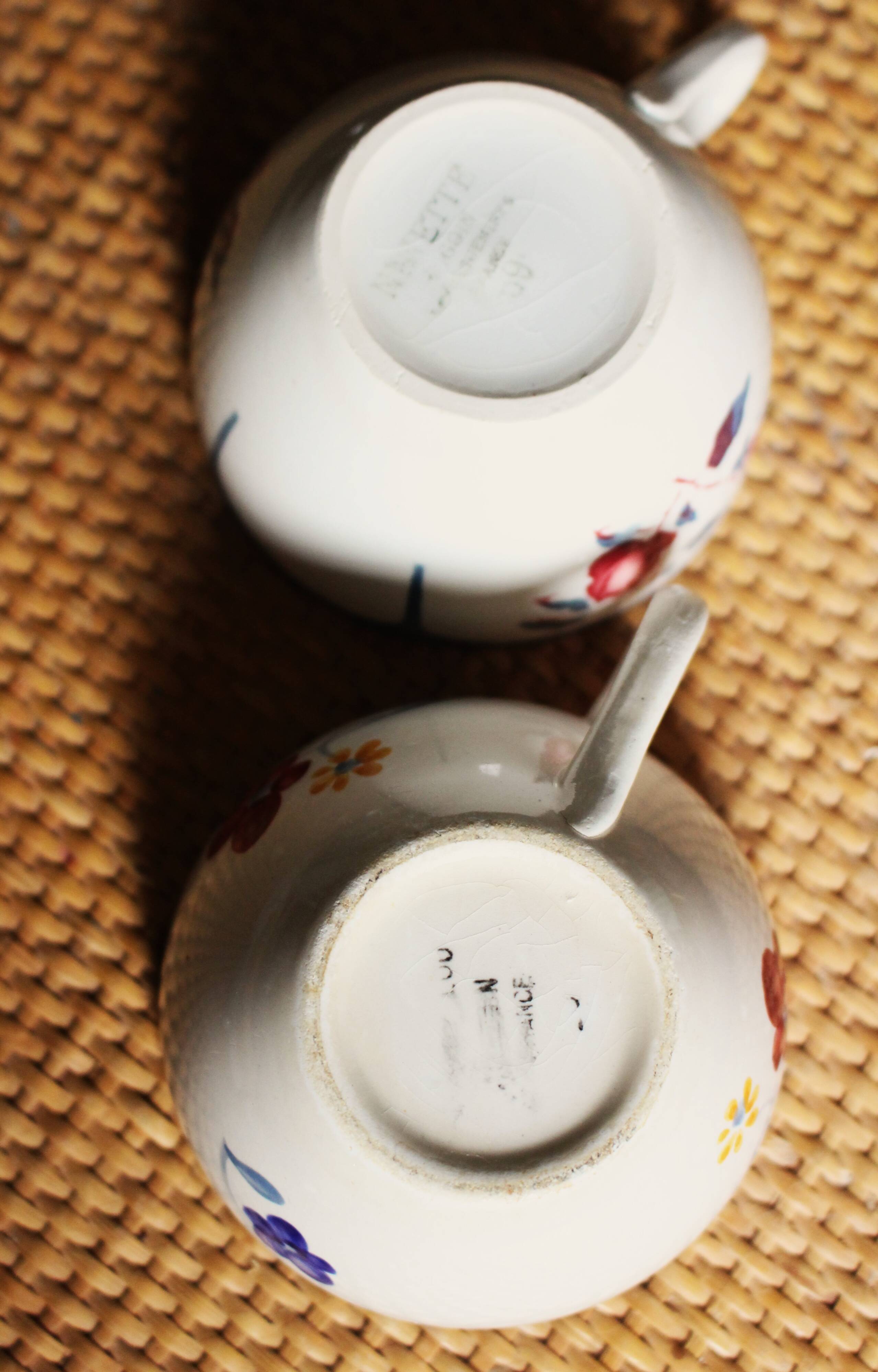 Set of 2 Blue Ninette Marie Lou Digoin Sarreguemines cups