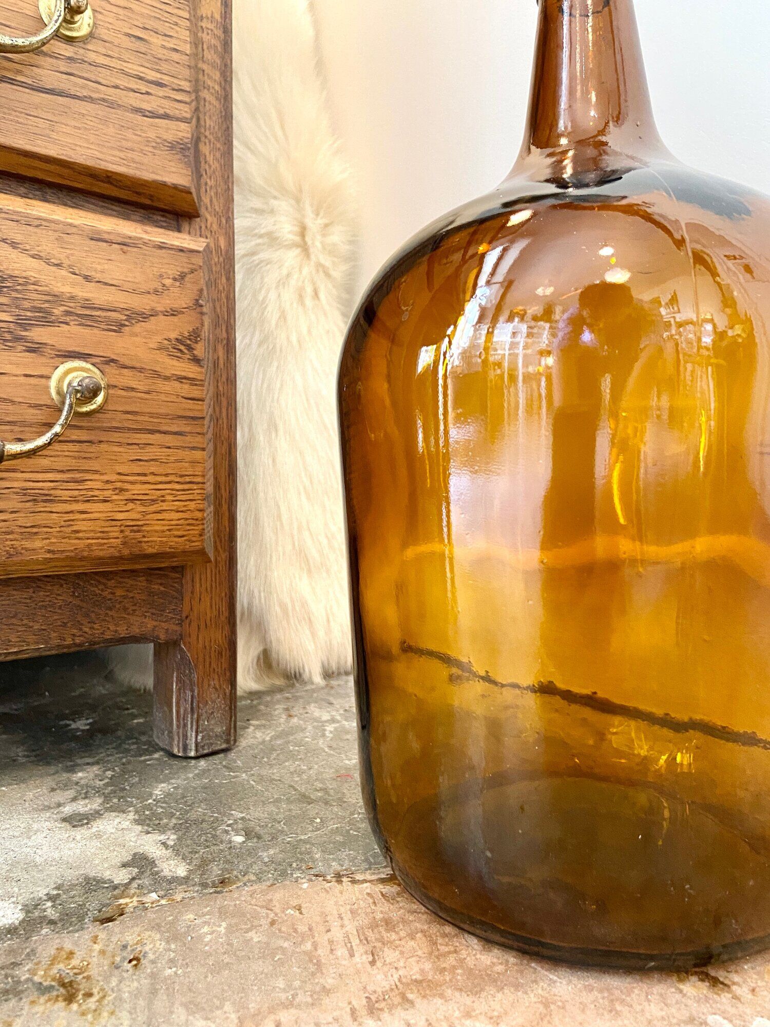 Bonbonne en verre ambré