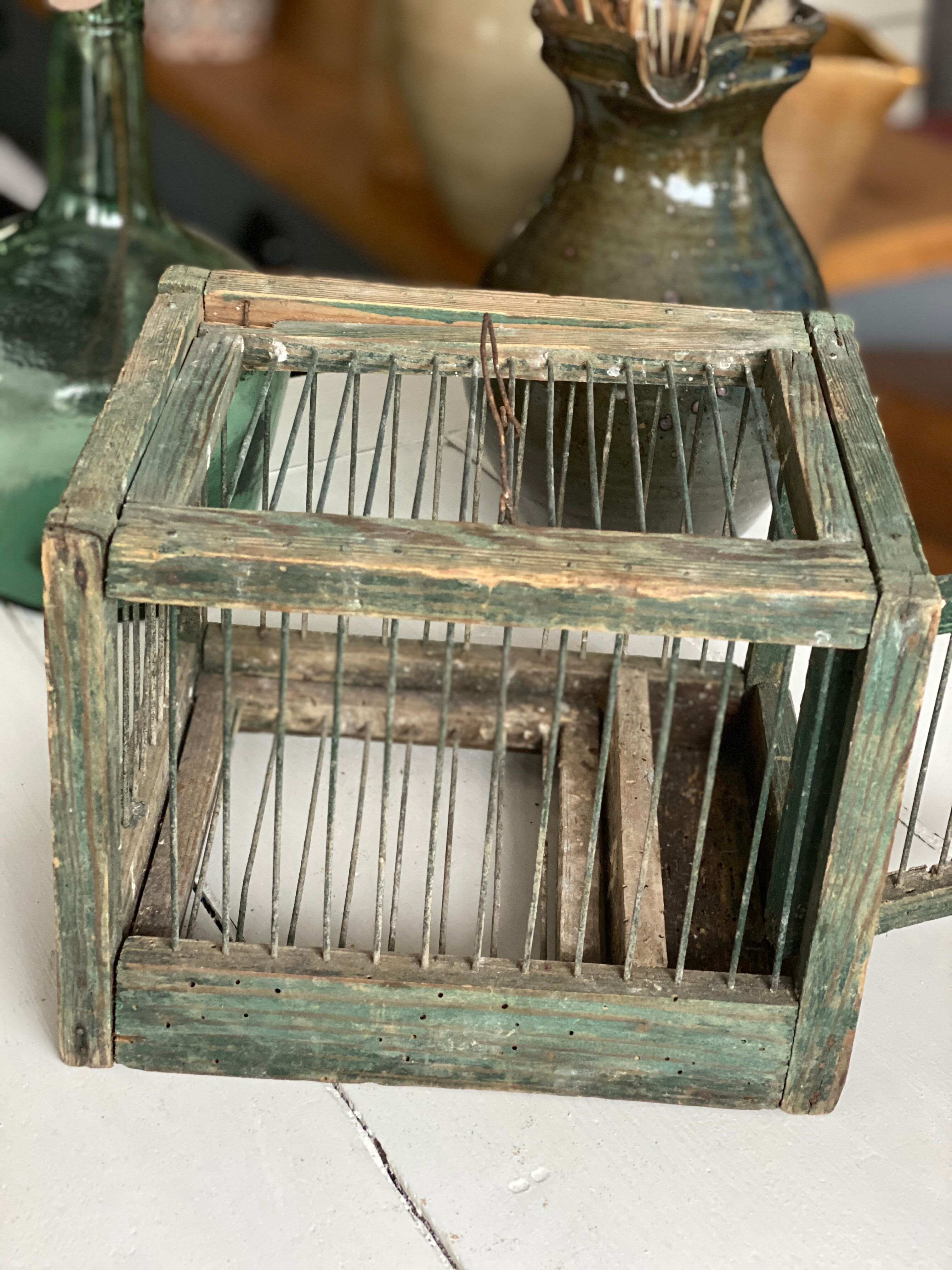 Cage à oiseaux en bois et acier