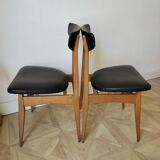 4 Scandinavian chairs in skaï and wood