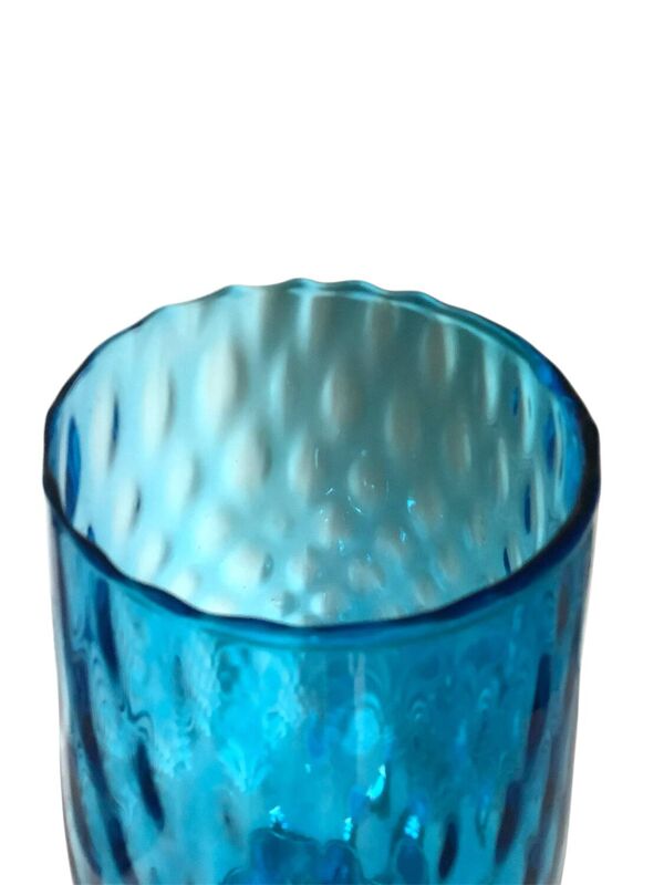 Vase Empoli en verre texturé turquoise – Italie, années 60-70