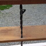 Vintage asymmetrical wall shelf in solid oak and metal from the 60s
