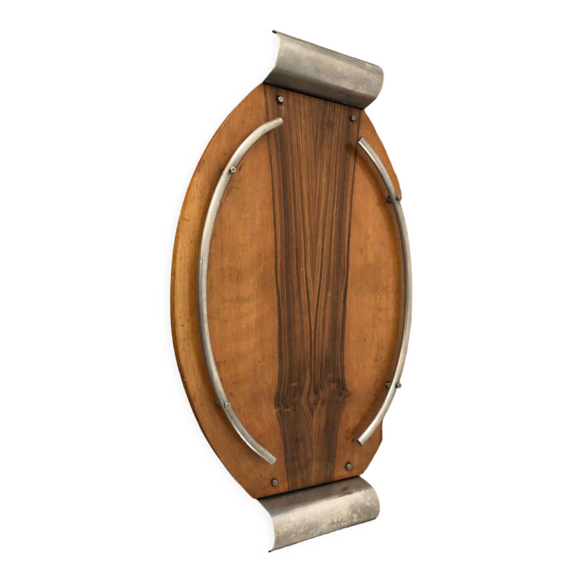 Vintage wood and metal tray for cheeses or decoration