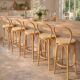 Set di 5 Sgabelli Thonet Style in Legno Curvato e Paglia di Vienna '70