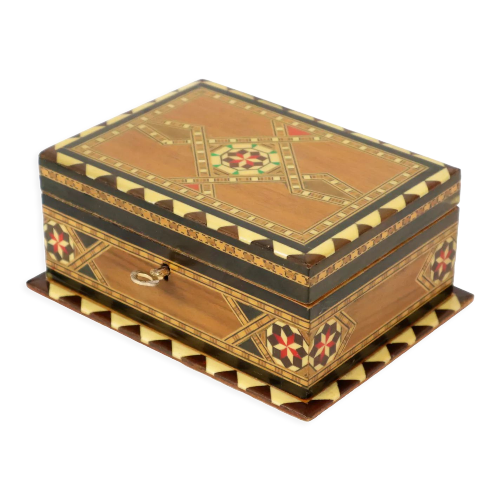 Jewelry box red velvet oriental 17cm