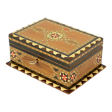 Jewelry box red velvet oriental 17cm