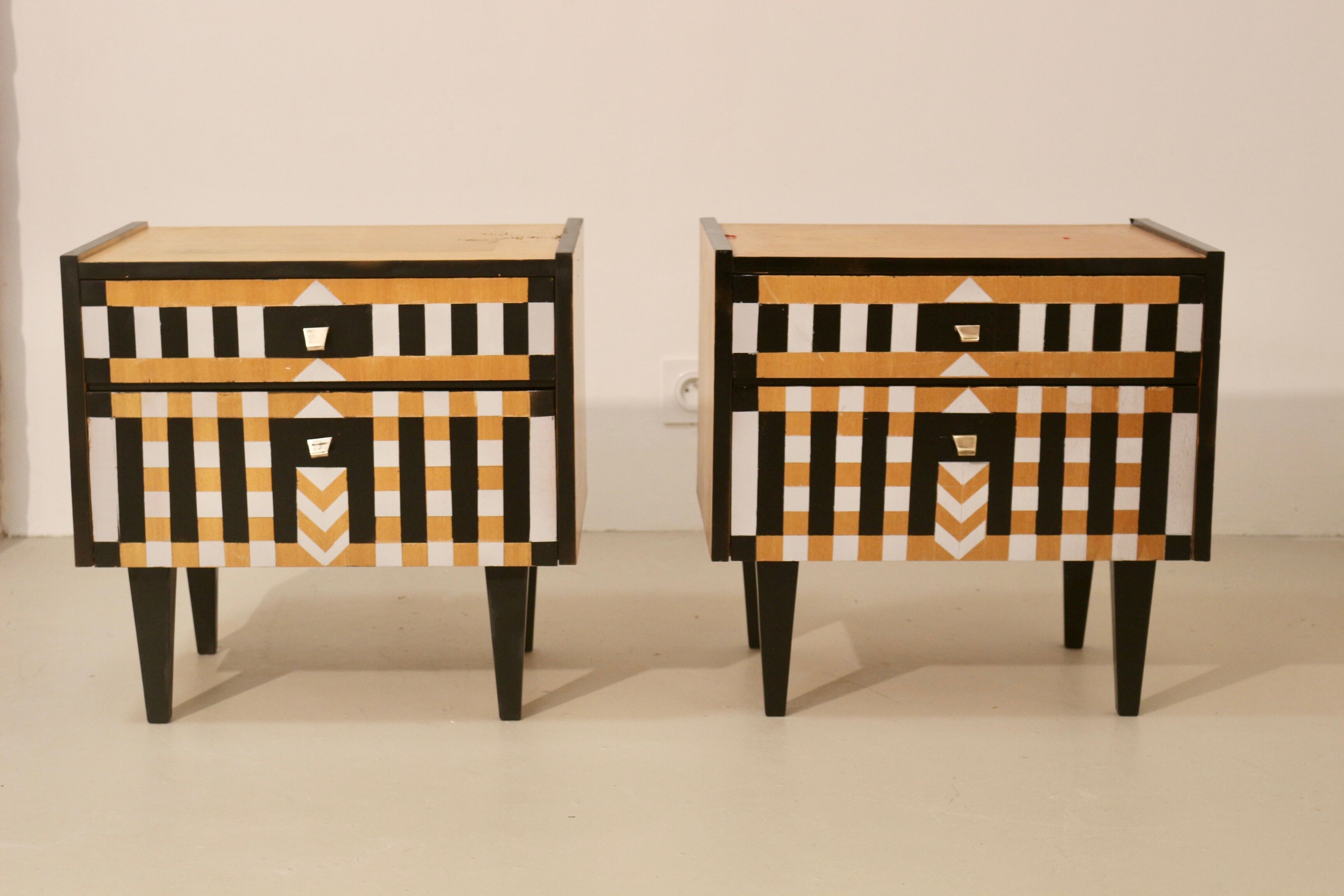 Pair of bedside table restyled swing door year 60