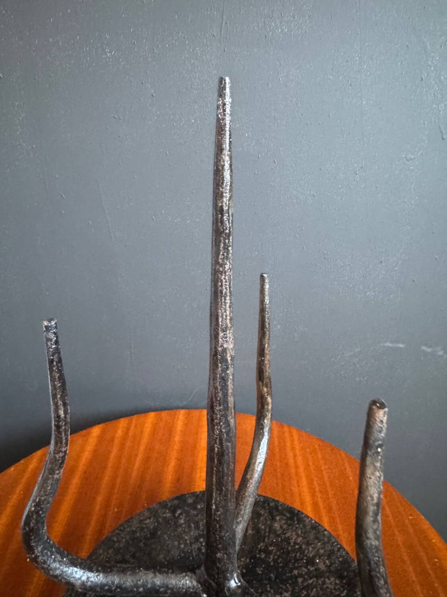 Brutalist wrought iron candlestick holder