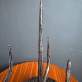 Brutalist wrought iron candlestick holder