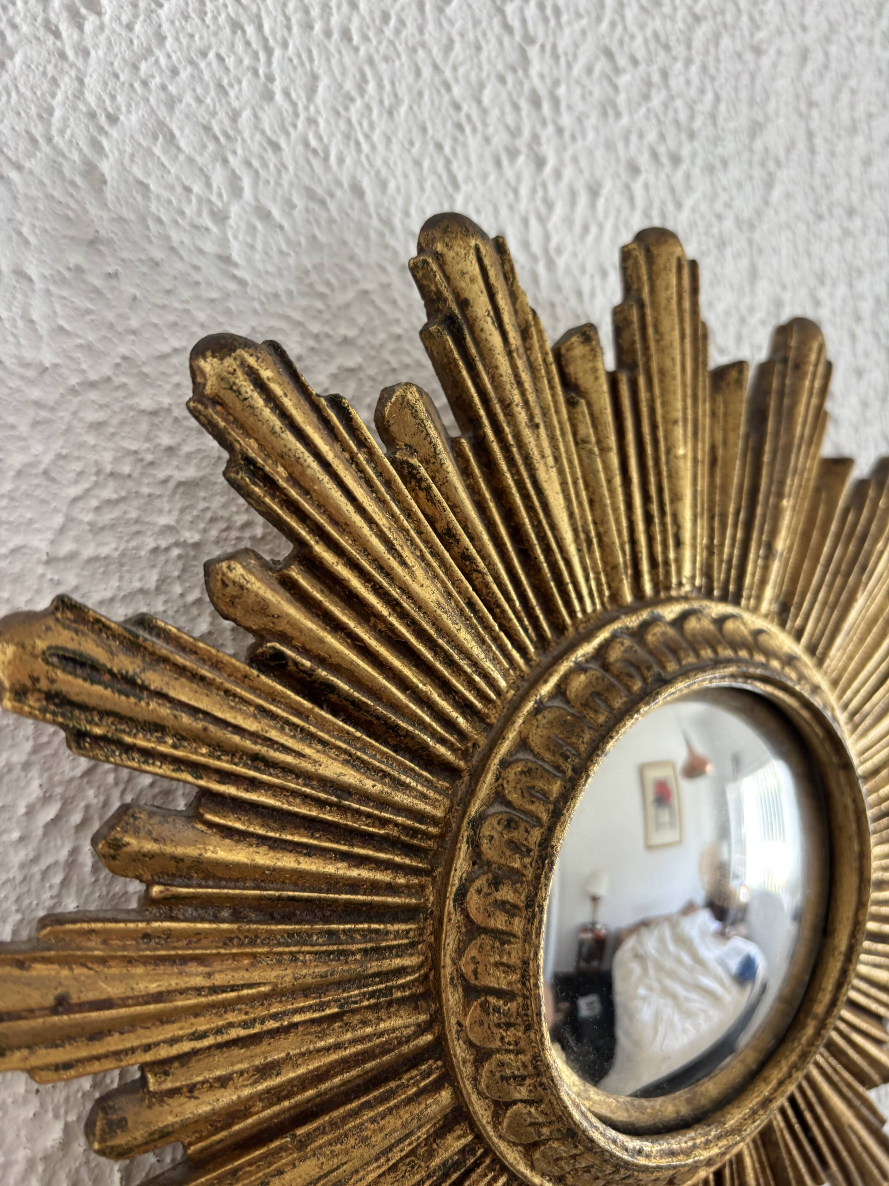 Vintage 1960s sun mirror witch's eye gold - 26 cm