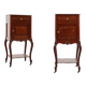Paire de tables de nuit en noyer de style Louis XV avec des plateaux en marbre de Carrare, France