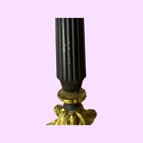 Vintage brass leaves lamp with black base and red shade | mid century brass design lamp | gold color