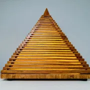 Teakwood Pyramid Table Lamp, Italy, 1970S